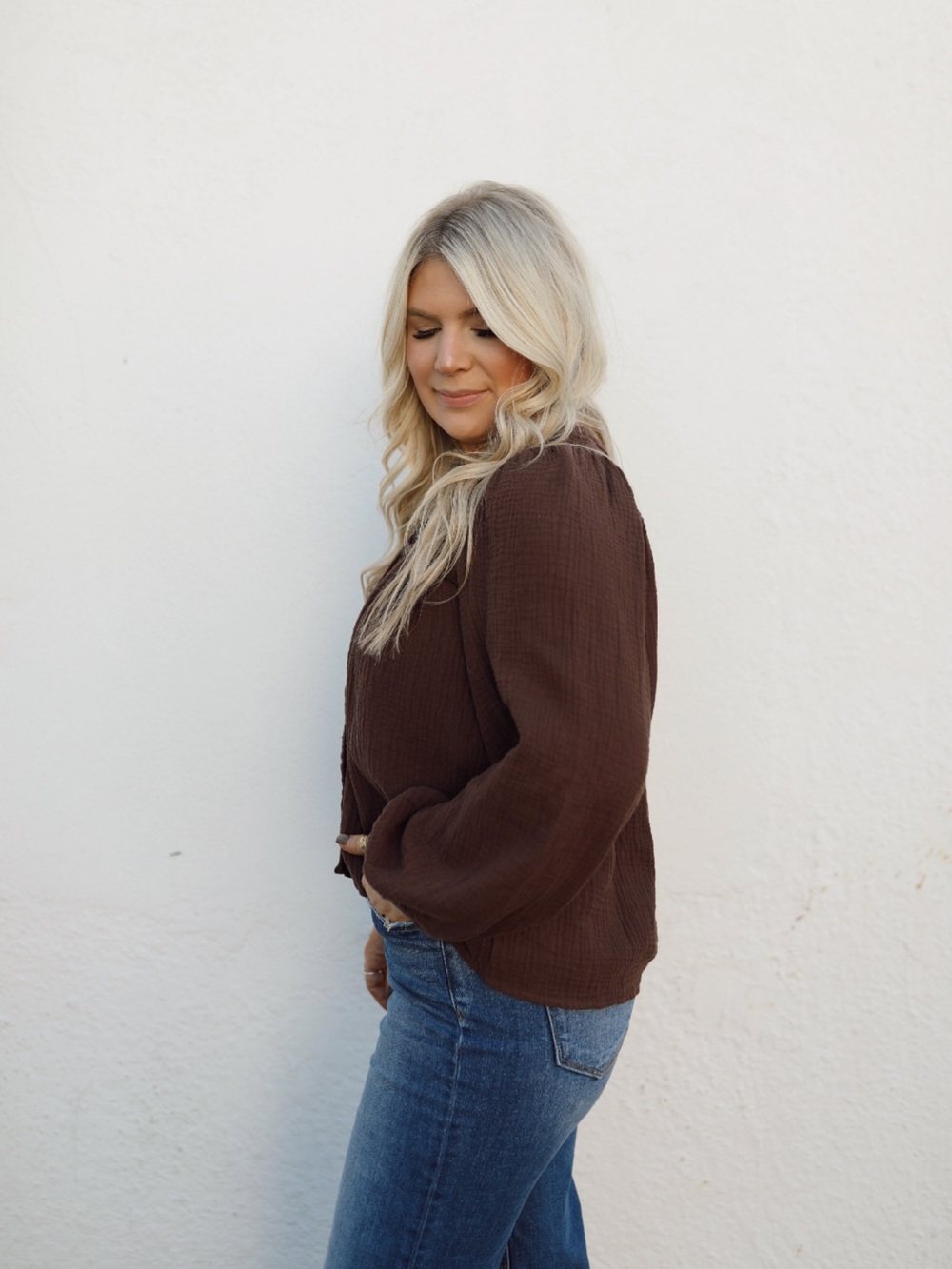 🤎NWT Anniewear “Aniston Top” 💯% Cotton🙌🏻 Button-Down w/Embroidery Chocolate🍫 XL - Picture 2 of 11